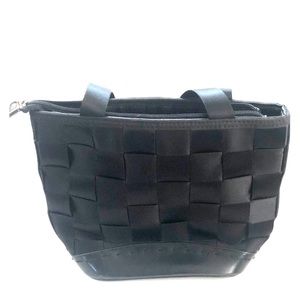 Medium black seatbelt purse